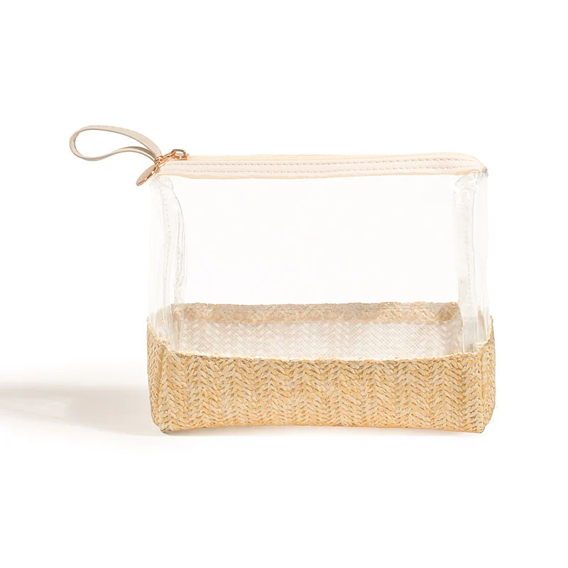 Kosmetiktasche aus transparentem Material mit geflochtenem Boden Skanto