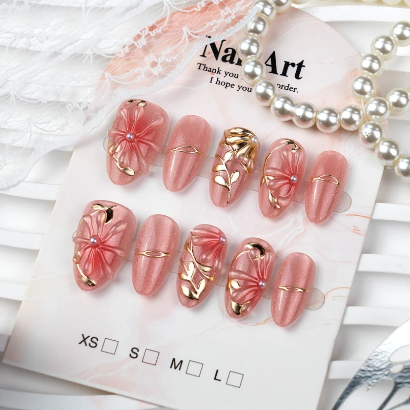 Elegantes florales Design Press-On-Nagelset Brehn