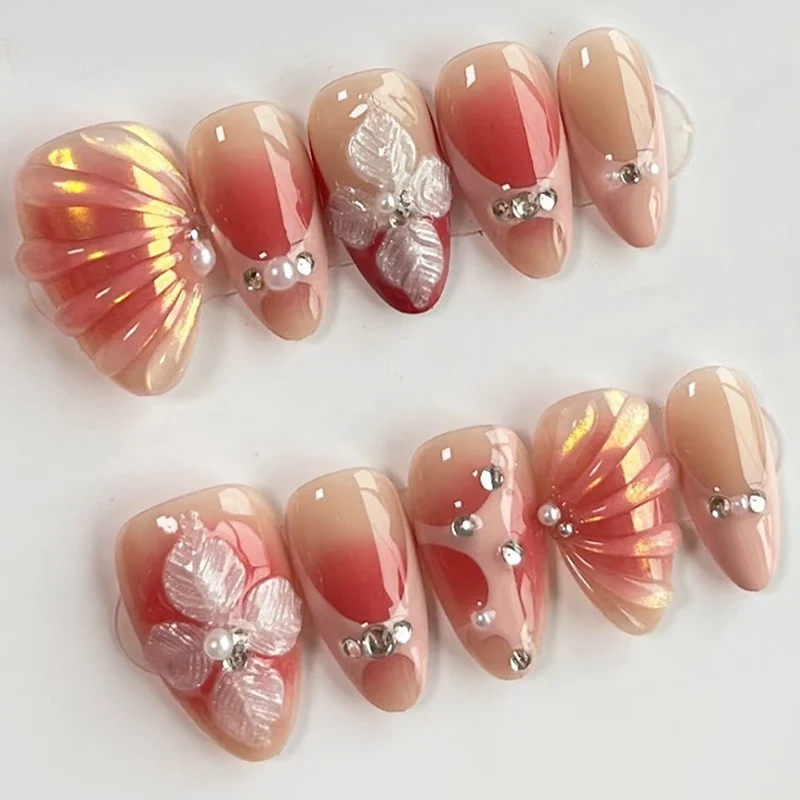 Elegantes florales Design Press-On-Nagelset Brehn