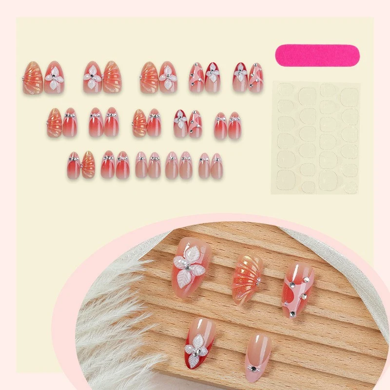 Elegantes florales Design Press-On-Nagelset Brehn