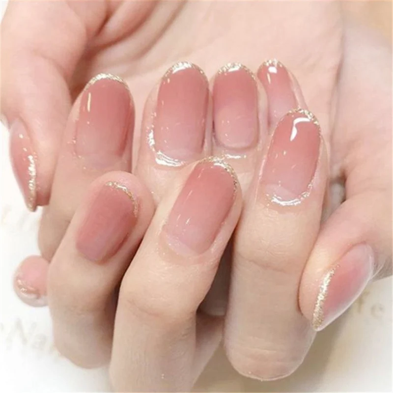 Glänzendes French Tip Press-On Nails Set Brehn