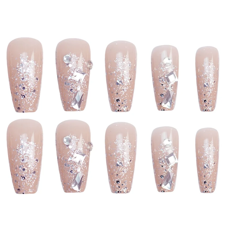 Glitzernde, mit Strass verzierte Press-On-Nagel-Set Brehn