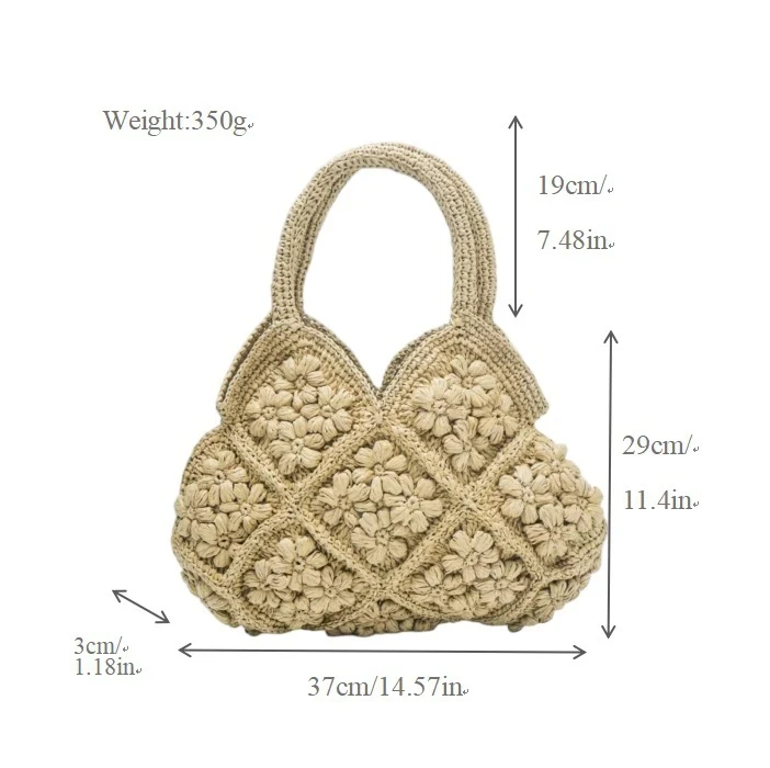 Handgefertigte Makramee-Crossover-Tasche mit verspieltem Blumenmuster Skanto