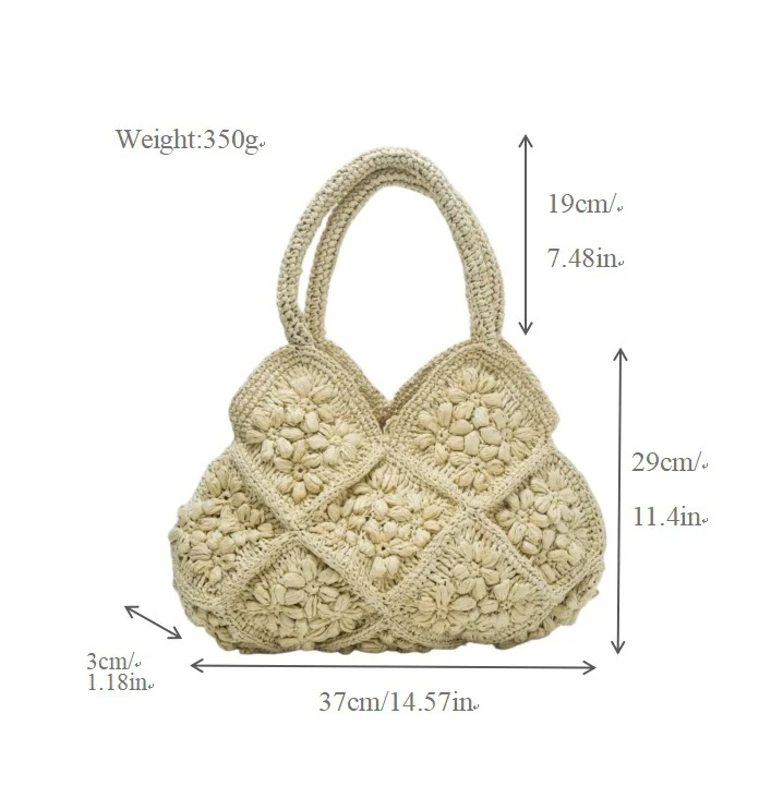 Handgefertigte Makramee-Crossover-Tasche mit verspieltem Blumenmuster Skanto