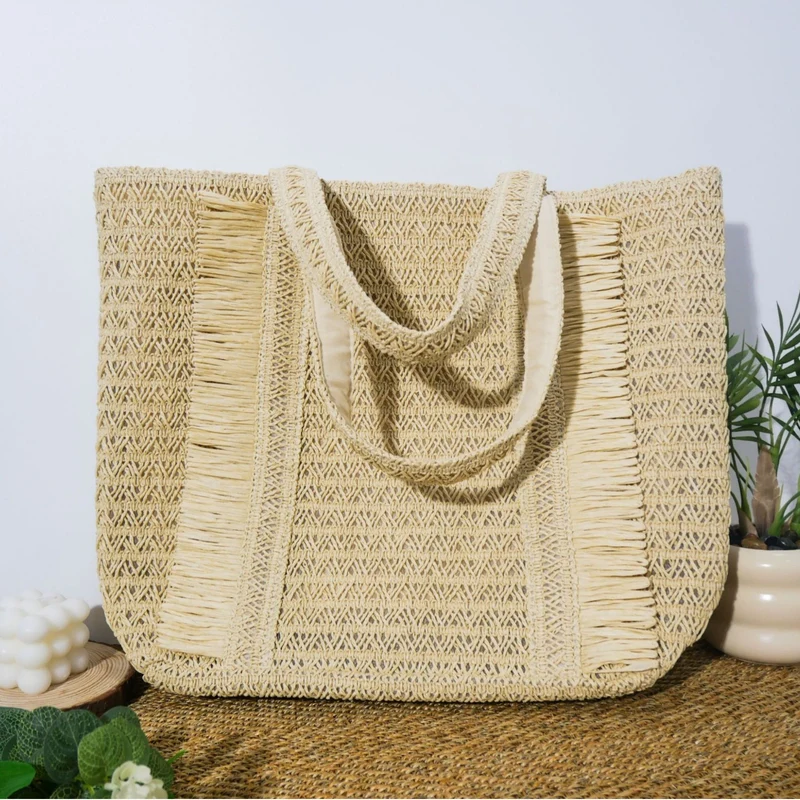 Große Basttasche im skandinavischen Naturstil Skanto