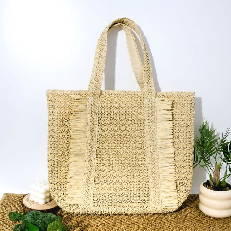 Große Basttasche im skandinavischen Naturstil Skanto
