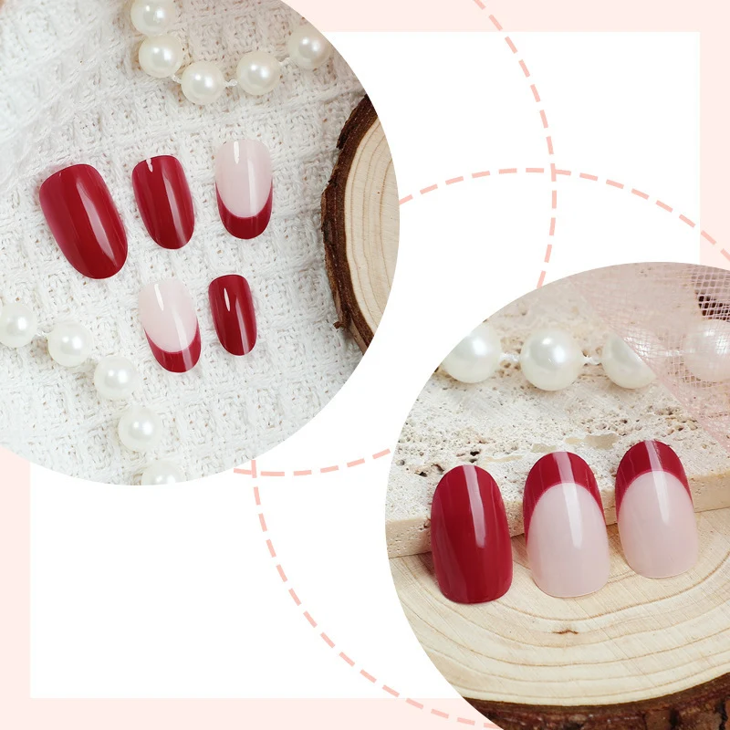 Elegante Zwei-Ton Press-On Nagelkunst Brehn