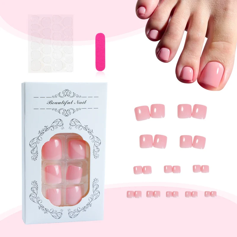 Glänzende Press-On-Fußnägel mit natürlichem Finish Brehn