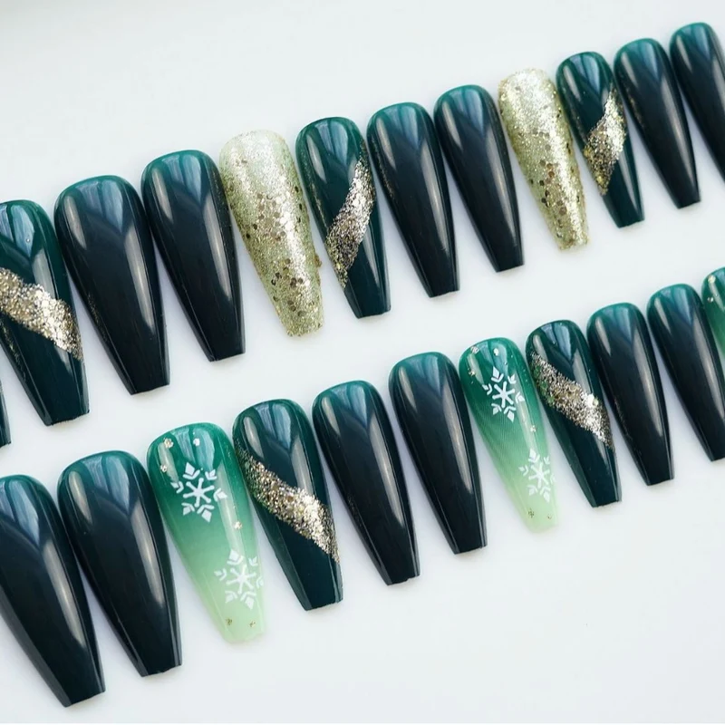Glitzerndes Langes Stiletto Press-On Nagelset Brehn