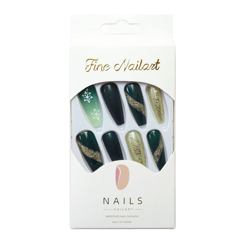Glitzerndes Langes Stiletto Press-On Nagelset Brehn