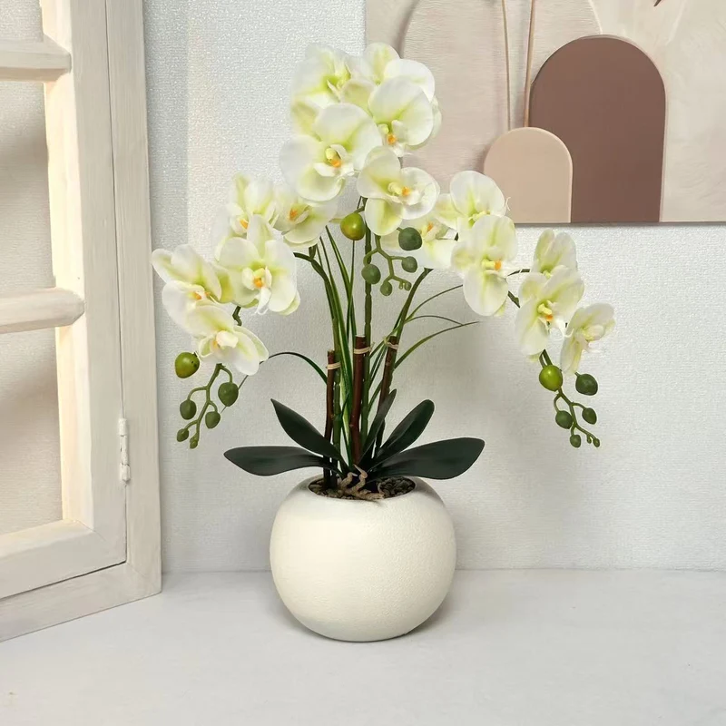 Elegante künstliche Orchideenpflanzenarrangement für die Wohnkultur