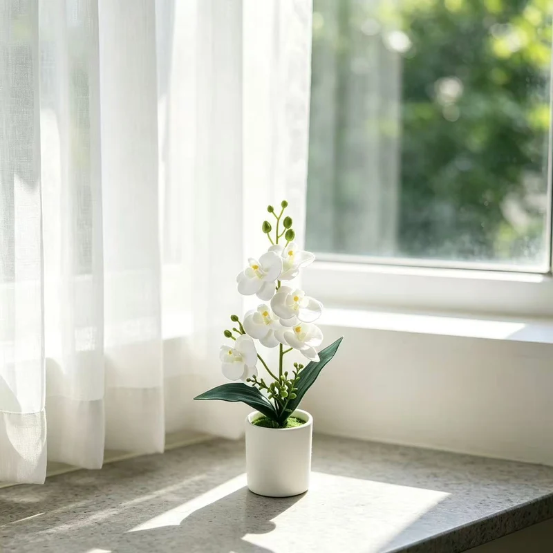 Elegante künstliche Orchideenpflanzenanordnung für die Innenausstellung
