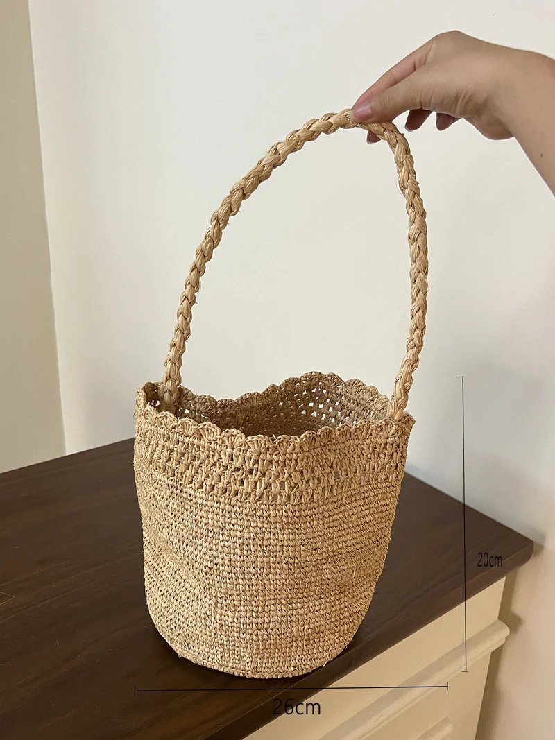 Handgefertigte Strohtasche mit weichem Innenfutter Skanto