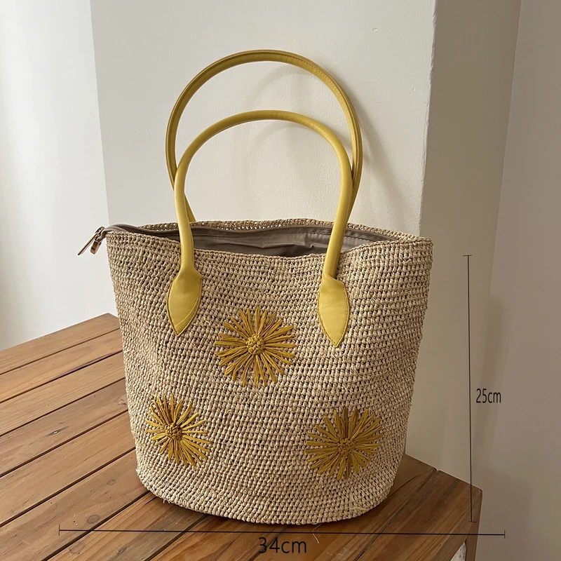 Handgefertigte Strohtasche mit weichem Innenfutter Skanto