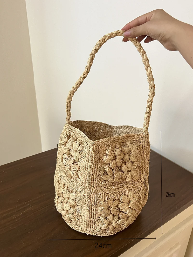 Handgefertigte Strohtasche mit weichem Innenfutter Skanto