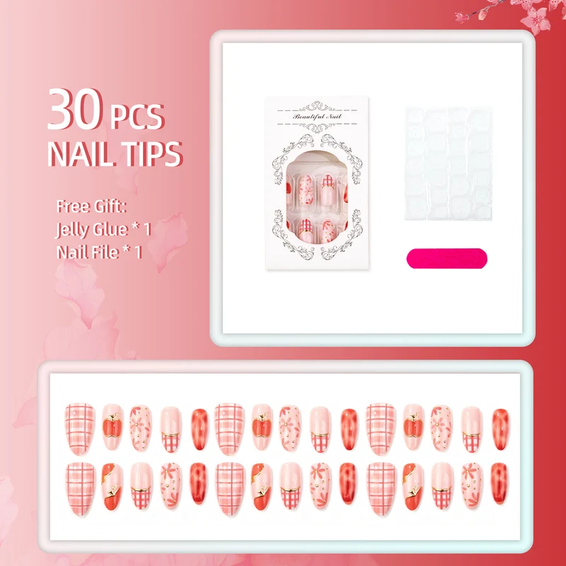 Künstlerisches fruchtinspiriertes Press-On-Nagelset