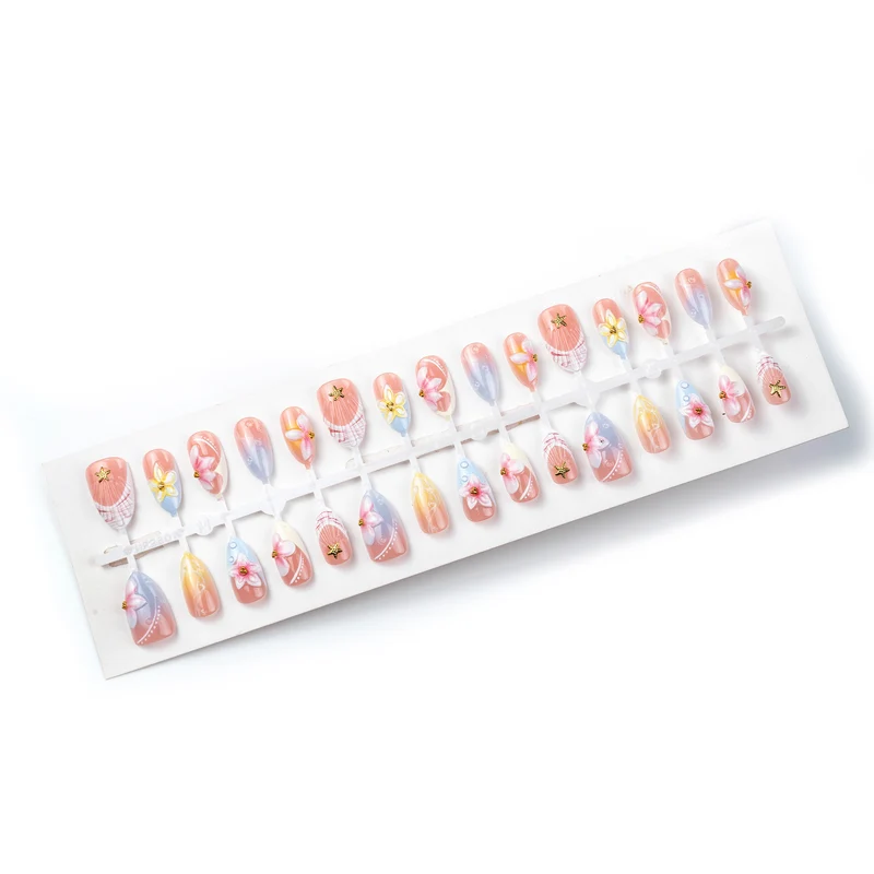 Künstlerisches florales Press-On-Nagelkunstset