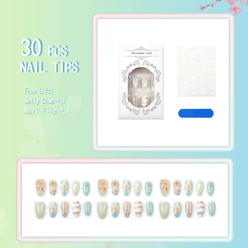Künstlerisches, vom Ozean inspiriertes Nagelkunst-Set