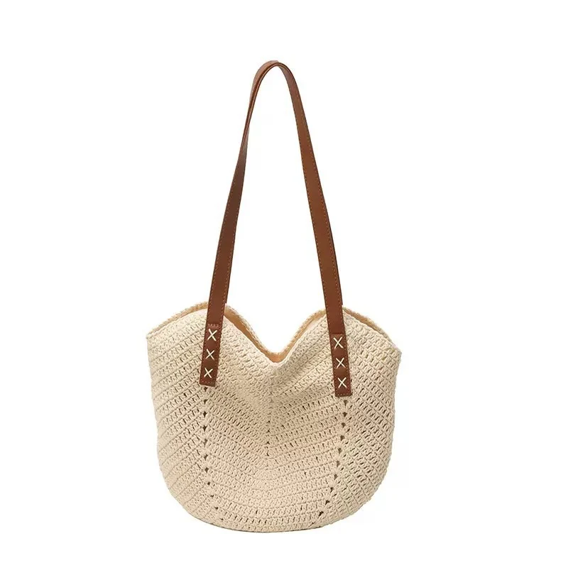 Eleganter Makramee-Shopper mit markanten Lederriemen Skanto
