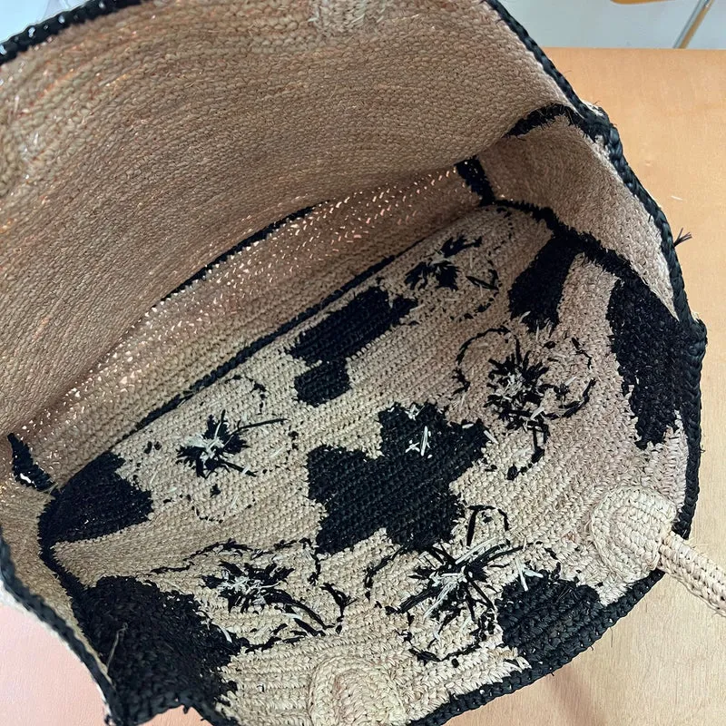 Handgemachte Strandtasche mit Blumenmuster Skanto