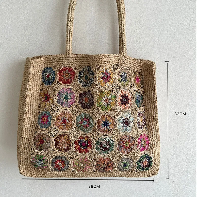 Geflochtene Umhängetasche mit Blumenmuster Skanto