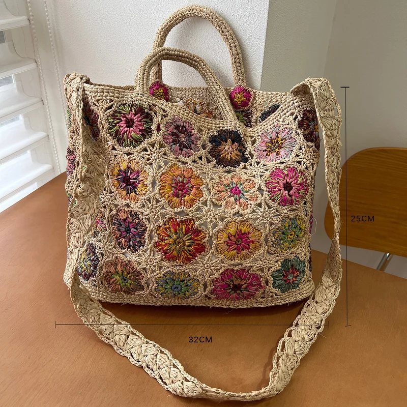 Geflochtene Umhängetasche mit Blumenmuster Skanto