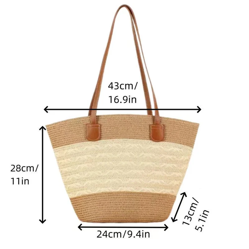 Elegante Raffia-Tote-Bag mit künstlerischem Wellenmuster Skanto