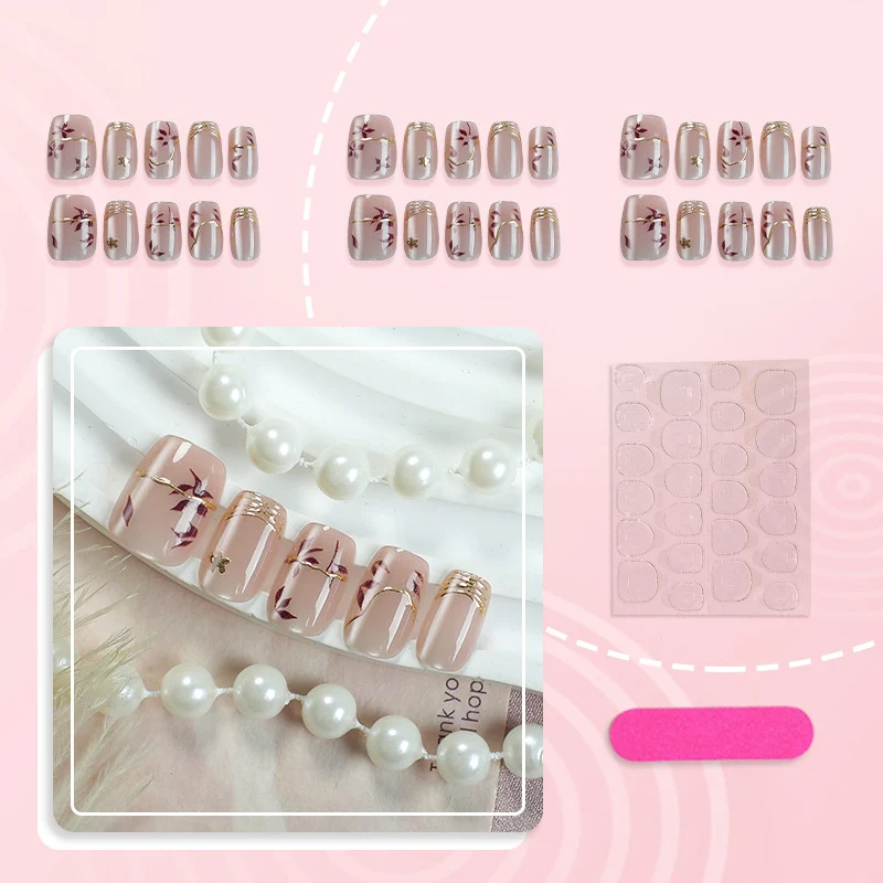 Künstlerisch florales Press-On Nagelset 1790738430