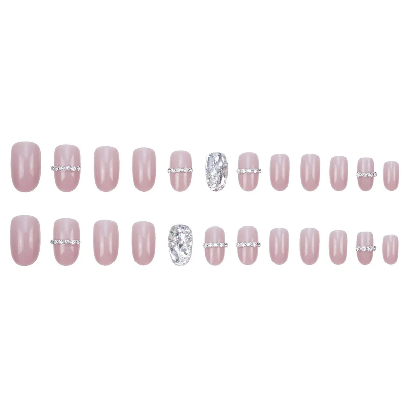 Glamouröse Strass-geprägte Press-On Nagelset Brehn