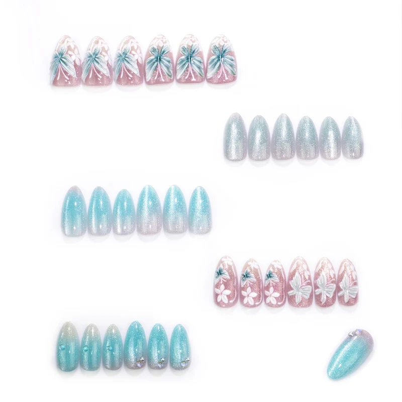 Butterfly Floral Press-On Nagelkunstset Brehn