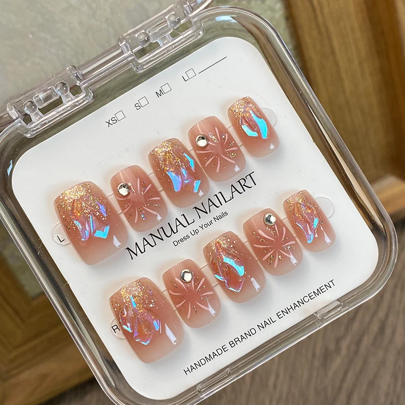 Glamorous Rhinestone-Akzent Druck-On Nagelkunst Set Brehn