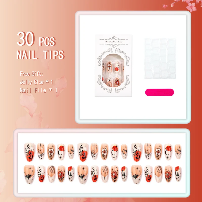 Künstlerisches Halloween-Themen Press-On Nagelset