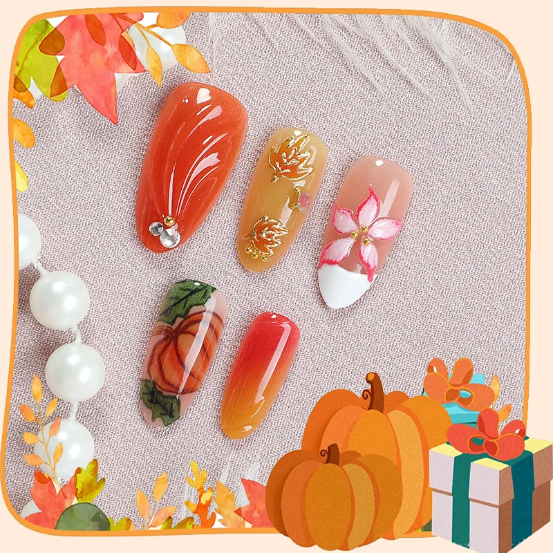Künstlerisches herbstliches Press-On Nagelset