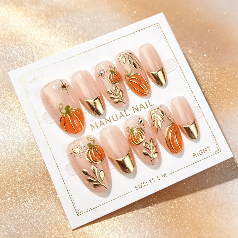 Künstlerisches Herbst-Themen Press-On Nagelkunst Set