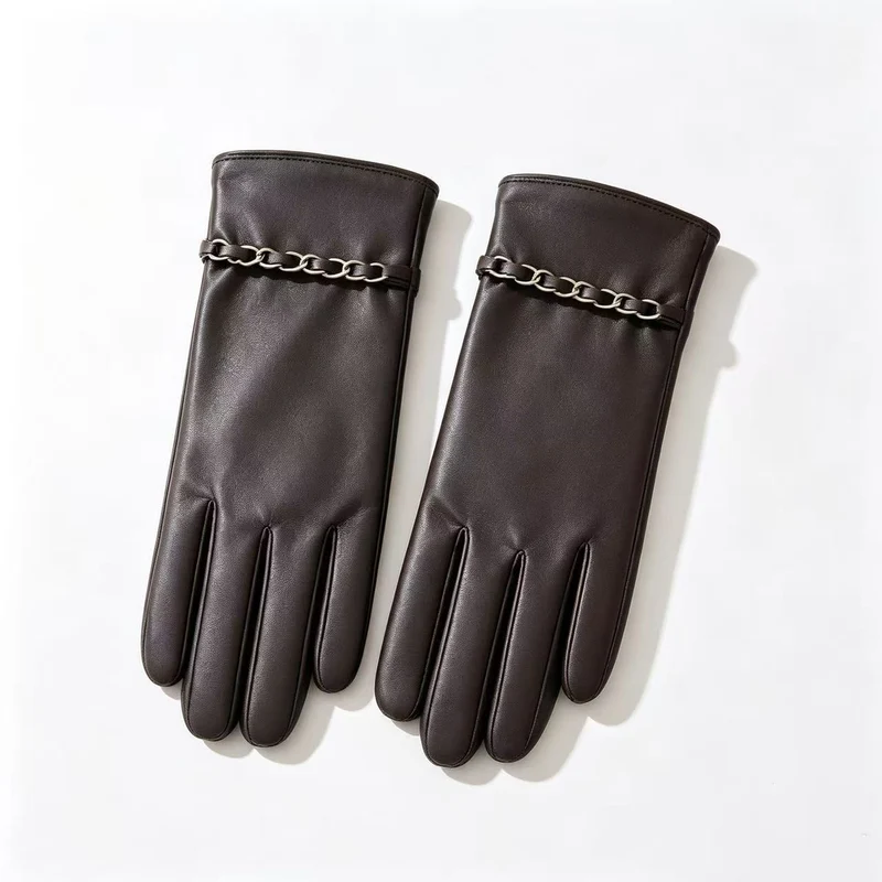 Elegante Lederhandschuhe mit Kettendetails Brehn