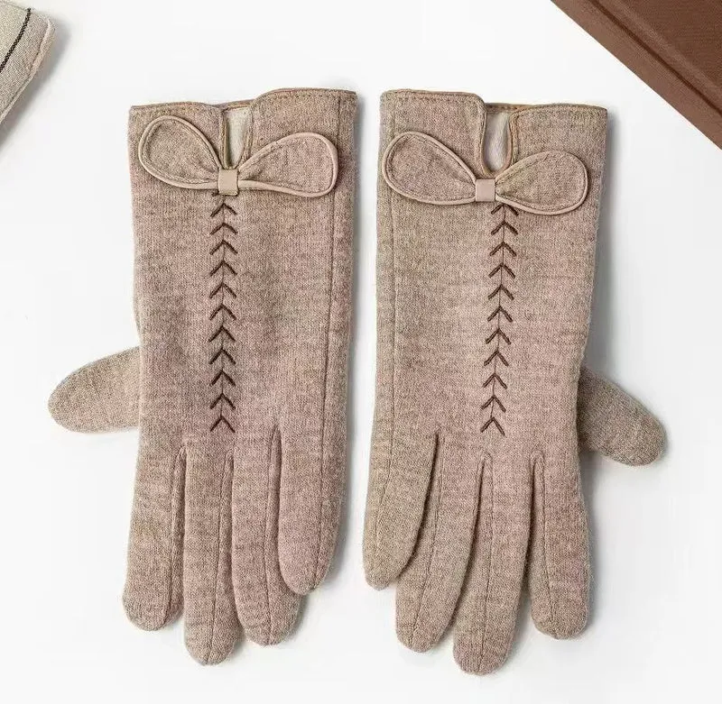 Elegante Bow-verzierte Touchscreen-Handschuhe Brehn