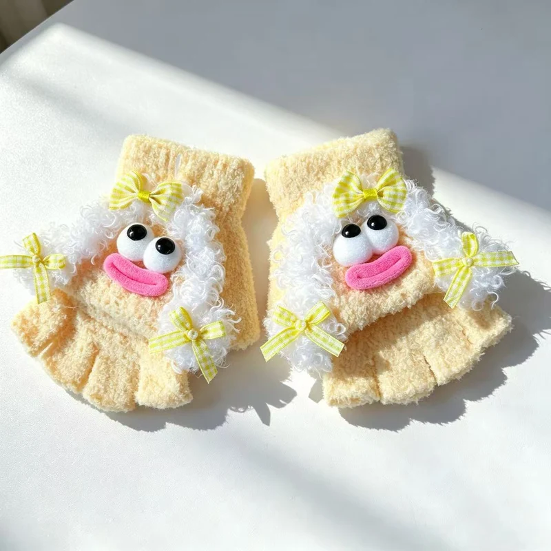 Niedliche Plüsch-Charakter-Fingerlose Handschuhe Brehn