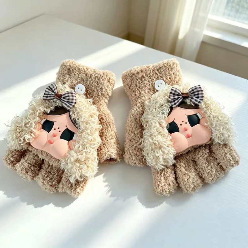Niedliche Plüsch-Charakter-Fingerlose Handschuhe Brehn