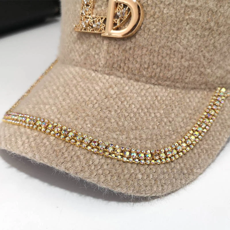 Damen Luxuriöse Verzierte Fleece Baseball Cap Skanto