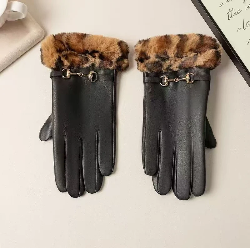 Luxuriöse Kunstpelz-Bündchen-Lederhandschuhe Brehn
