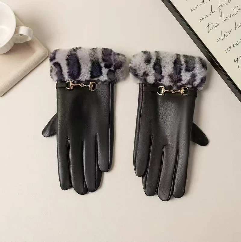 Luxuriöse Kunstpelz-Bündchen-Lederhandschuhe Brehn