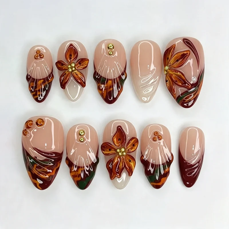 Dekoratives Floral-Design Press-On Nagelkunstset Brehn