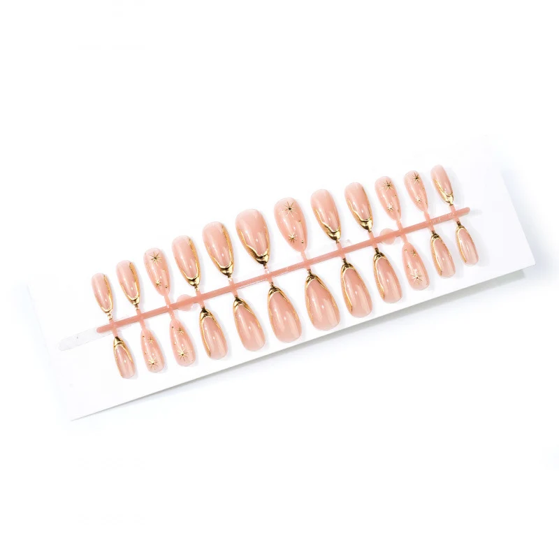 Chic Stiletto Press-On Nagelkunstset mit goldenen Sternakzenten Brehn