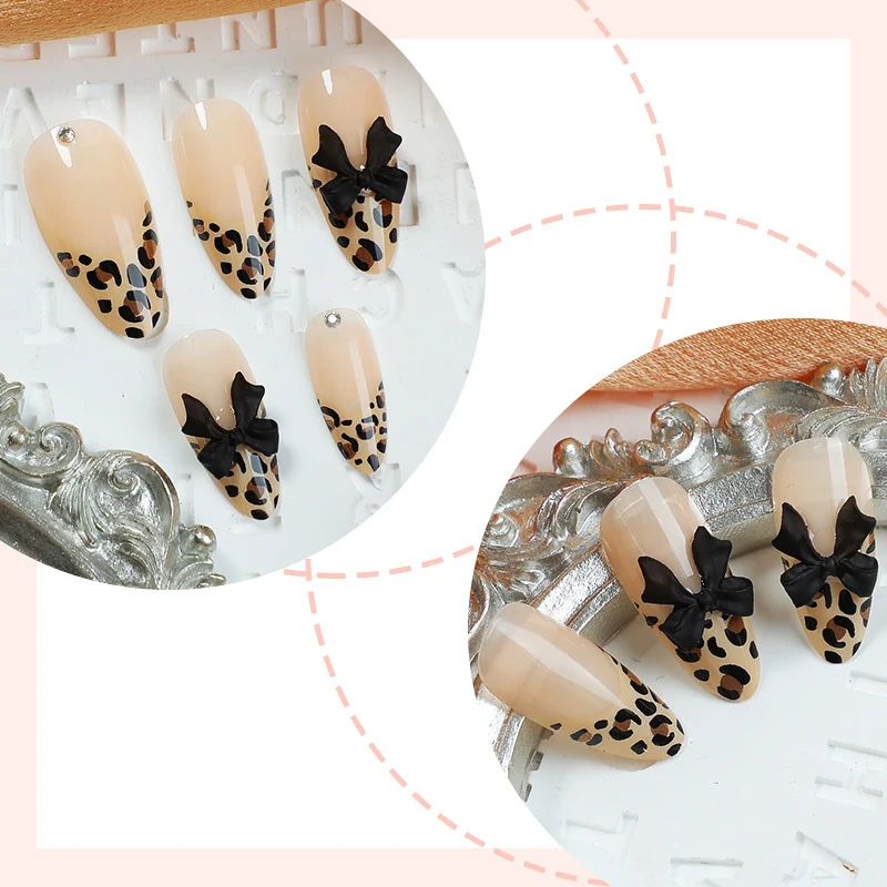 Chic Leopard Print Schleifen Press-On Nagelset Brehn