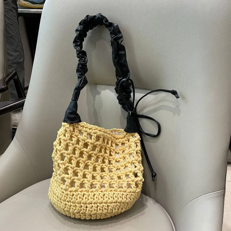 Handgeknüpfte Tragetasche mit Lederdetails Skanto