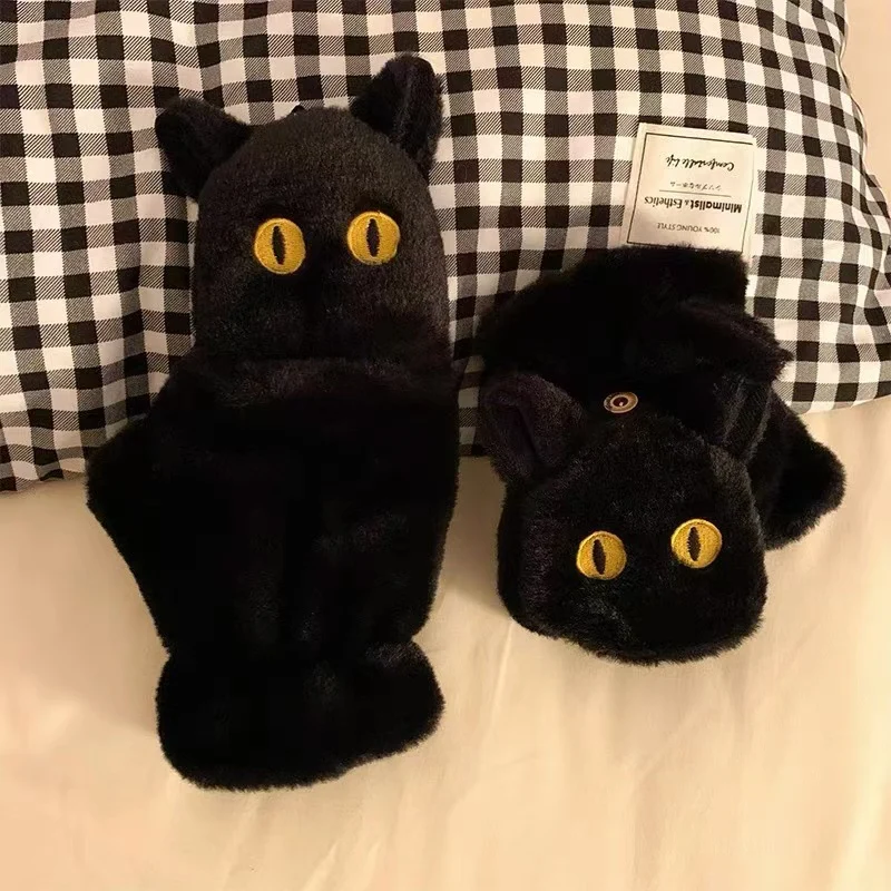 Niedliche katzenmotivierte Plüschhandschuhe Brehn