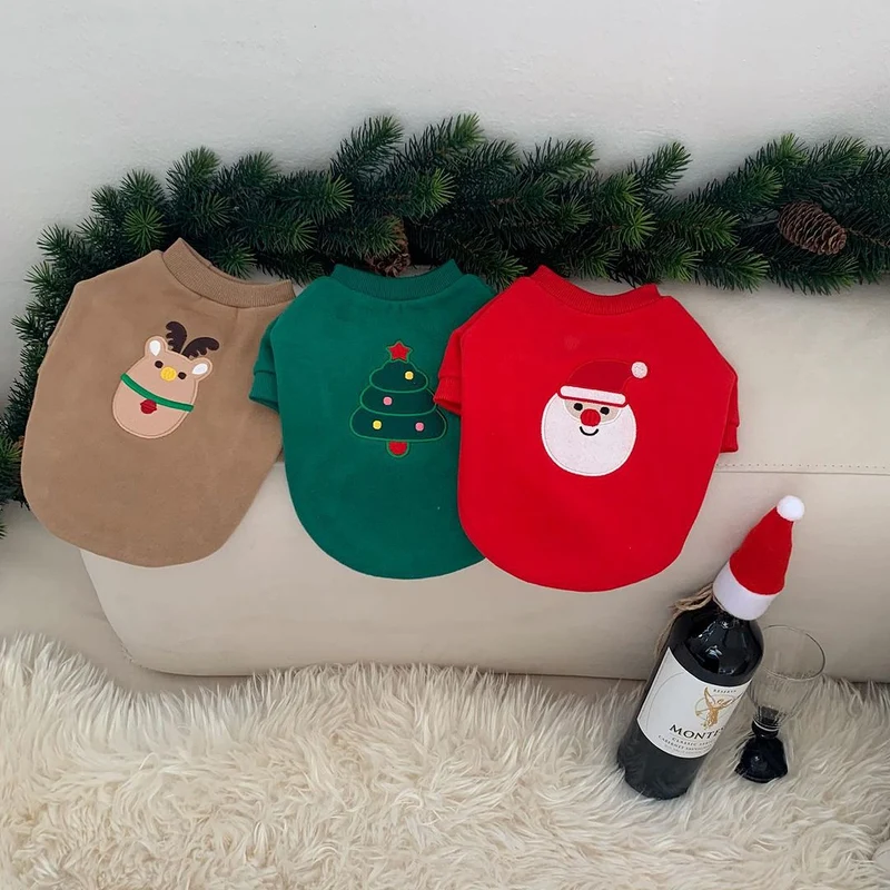 Klein Hund Plüsch-Futter Weihnachtsembrodiertes Weihnachtsbaum Sweatshirt
