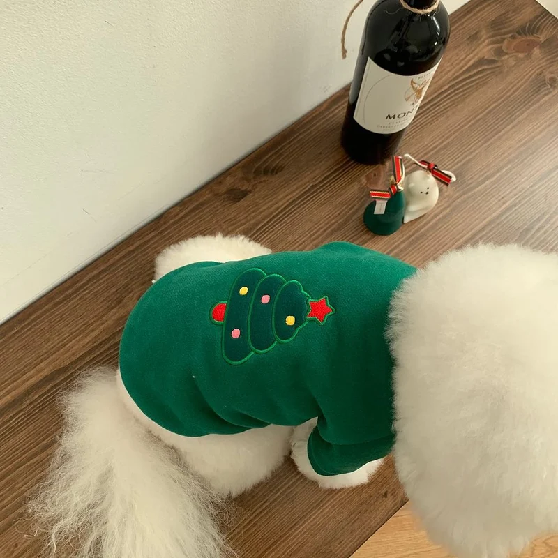 Klein Hund Plüsch-Futter Weihnachtsembrodiertes Weihnachtsbaum Sweatshirt