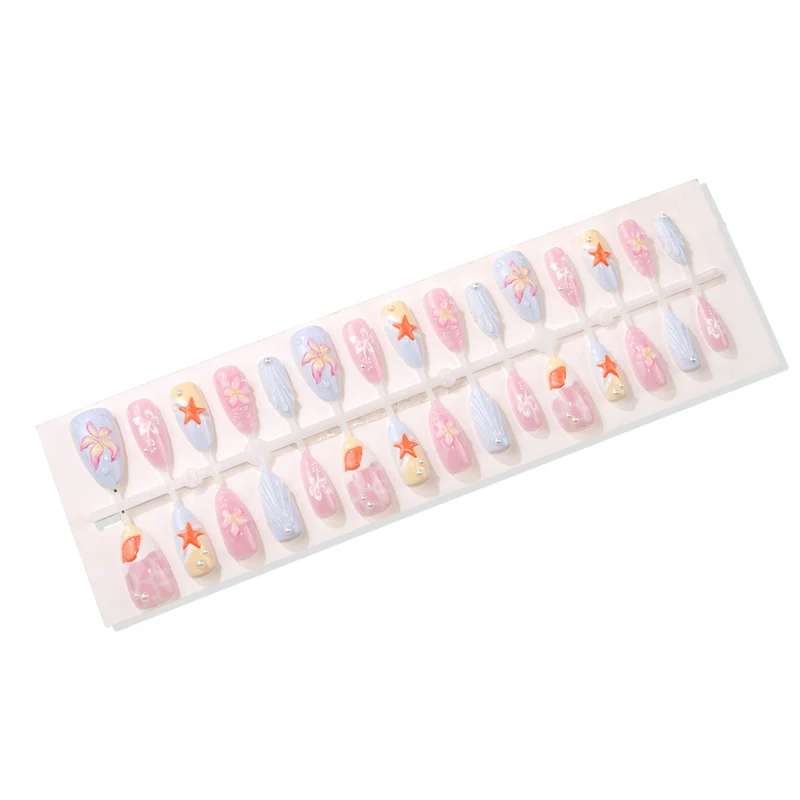 Künstlerisches, vom Ozean inspiriertes Press-On Nagelkunst Set Brehn
