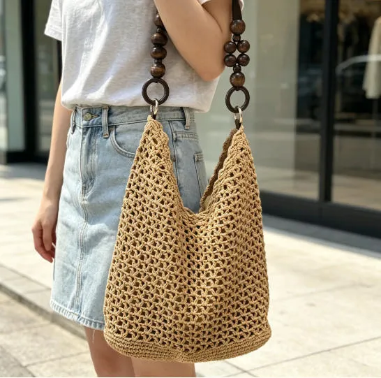 Handgeknüpfte Tasche mit Holzgriff Skanto